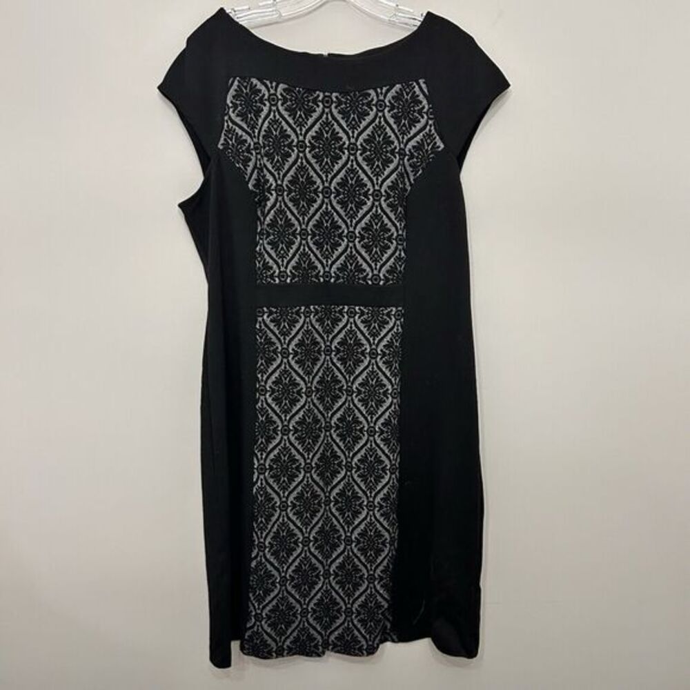 Coldwater Creek Dress Women's Size 16 Sleeveless Black Gray Floral Career Church